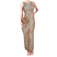 Hawaii Monk Seal and Map Family Matching Tank Maxi Dress and Hawaiian Shirt Polynesian Kanaka Maoli Beige Vibe