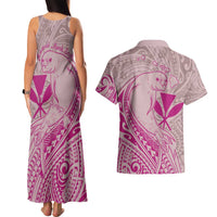 Hawaii Monk Seal and Map Couples Matching Tank Maxi Dress and Hawaiian Shirt Polynesian Kanaka Maoli Pink Vibe LT9 - Polynesian Pride