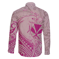 Hawaii Monk Seal and Map Family Matching Off The Shoulder Long Sleeve Dress and Hawaiian Shirt Polynesian Kanaka Maoli Pink Vibe LT9 - Polynesian Pride