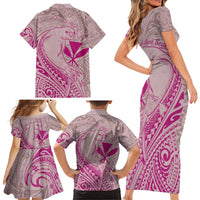 Hawaii Monk Seal and Map Family Matching Short Sleeve Bodycon Dress and Hawaiian Shirt Polynesian Kanaka Maoli Pink Vibe LT9 - Polynesian Pride
