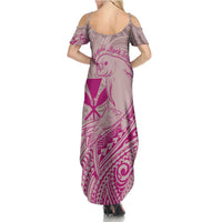 Hawaii Monk Seal and Map Family Matching Summer Maxi Dress and Hawaiian Shirt Polynesian Kanaka Maoli Pink Vibe LT9 - Polynesian Pride