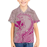 Hawaii Monk Seal and Map Family Matching Summer Maxi Dress and Hawaiian Shirt Polynesian Kanaka Maoli Pink Vibe LT9 Son's Shirt Pink - Polynesian Pride