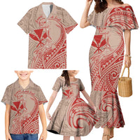 Hawaii Monk Seal and Map Family Matching Mermaid Dress and Hawaiian Shirt Polynesian Kanaka Maoli Red Vibe LT9 - Polynesian Pride