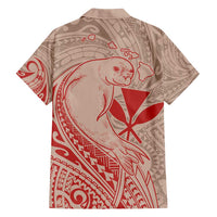 Hawaii Monk Seal and Map Family Matching Off Shoulder Maxi Dress and Hawaiian Shirt Polynesian Kanaka Maoli Red Vibe LT9 - Polynesian Pride