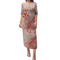 Hawaii Monk Seal and Map Family Matching Puletasi and Hawaiian Shirt Polynesian Kanaka Maoli Red Vibe LT9 Mom's Dress Red - Polynesian Pride