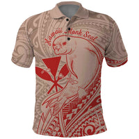 Hawaii Monk Seal and Map Polo Shirt Polynesian Kanaka Maoli Red Vibe LT9 Red - Polynesian Pride