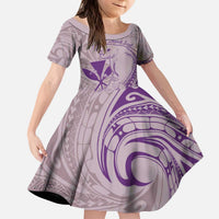 Hawaii Monk Seal and Map Family Matching Puletasi and Hawaiian Shirt Polynesian Kanaka Maoli Violet Vibe LT9 Daughter's Dress Violet - Polynesian Pride