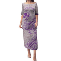 Hawaii Monk Seal and Map Family Matching Puletasi and Hawaiian Shirt Polynesian Kanaka Maoli Violet Vibe LT9 Mom's Dress Violet - Polynesian Pride