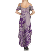Hawaii Monk Seal and Map Family Matching Summer Maxi Dress and Hawaiian Shirt Polynesian Kanaka Maoli Violet Vibe LT9 - Polynesian Pride