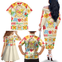 Kawaii Turtle Family Matching Off The Shoulder Long Sleeve Dress and Hawaiian Shirt Aloha Hibiscus Flowers LT9 - Polynesian Pride