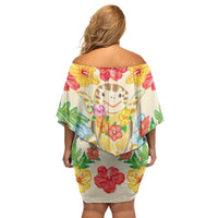 Kawaii Turtle Family Matching Off Shoulder Short Dress and Hawaiian Shirt Aloha Hibiscus Flowers LT9 - Polynesian Pride
