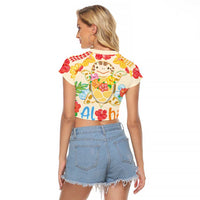 Kawaii Turtle Raglan Cropped T Shirt Aloha Hibiscus Flowers