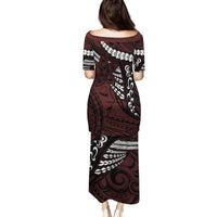 Polynesian Girl Tribal Tattoo Family Matching Puletasi and Hawaiian Shirt Oxbood Vibe LT9 - Polynesian Pride