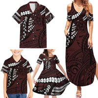 Polynesian Girl Tribal Tattoo Family Matching Summer Maxi Dress and Hawaiian Shirt Oxbood Vibe LT9 - Polynesian Pride