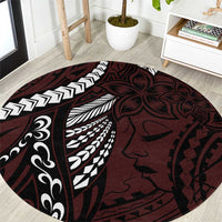 Polynesian Girl Tribal Tattoo Round Carpet Oxbood Vibe LT9 Oxblood - Polynesian Pride