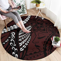 Polynesian Girl Tribal Tattoo Round Carpet Oxbood Vibe LT9 - Polynesian Pride