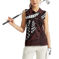 Polynesian Girl Tribal Tattoo Women Sleeveless Polo Shirt Oxbood Vibe