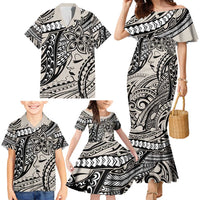 Polynesian Girl Tribal Tattoo Family Matching Mermaid Dress and Hawaiian Shirt Beige Vibe LT9 - Polynesian Pride