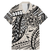 Polynesian Girl Tribal Tattoo Family Matching Mermaid Dress and Hawaiian Shirt Beige Vibe LT9 Dad's Shirt - Short Sleeve Beige - Polynesian Pride