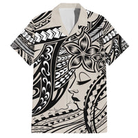 Polynesian Girl Tribal Tattoo Family Matching Off The Shoulder Long Sleeve Dress and Hawaiian Shirt Beige Vibe LT9 Dad's Shirt - Short Sleeve Beige - Polynesian Pride