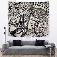 Polynesian Girl Tribal Tattoo Tapestry Beige Vibe LT9 Beige - Polynesian Pride