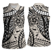 Polynesian Girl Tribal Tattoo Women Sleeveless Polo Shirt Beige Vibe