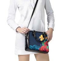Polynesian Hibiscus Flower Waves Pattern Shoulder Handbag