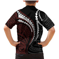 Polynesian Oxblood Line Art Tribal Tattoo Family Matching Mermaid Dress and Hawaiian Shirt LT9 - Polynesian Pride