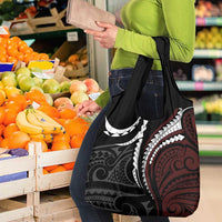 Polynesian Oxblood Line Art Tribal Tattoo Grocery Bag