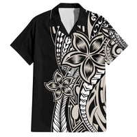 Polynesian Plumeria Floral Tattoo Pattern Family Matching Off The Shoulder Long Sleeve Dress and Hawaiian Shirt Beige Style LT9 Dad's Shirt - Short Sleeve Beige - Polynesian Pride