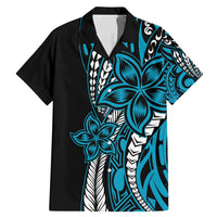 Polynesian Plumeria Floral Tattoo Pattern Family Matching Mermaid Dress and Hawaiian Shirt Blue Style LT9 Dad's Shirt - Short Sleeve Blue - Polynesian Pride