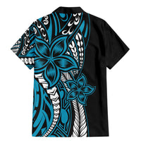 Polynesian Plumeria Floral Tattoo Pattern Family Matching Mermaid Dress and Hawaiian Shirt Blue Style LT9 - Polynesian Pride