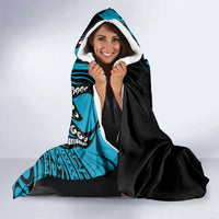 Polynesian Plumeria Floral Tattoo Pattern Hooded Blanket Blue Style