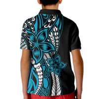 Polynesian Plumeria Floral Tattoo Pattern Kid Polo Shirt Bllue Style