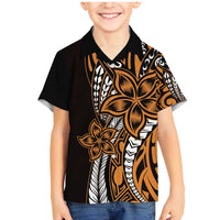 Polynesian Plumeria Floral Tattoo Pattern Family Matching Mermaid Dress and Hawaiian Shirt Gold Style LT9 Son's Shirt Gold - Polynesian Pride