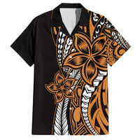 Polynesian Plumeria Floral Tattoo Pattern Family Matching Short Sleeve Bodycon Dress and Hawaiian Shirt Gold Style LT9 Dad's Shirt - Short Sleeve Gold - Polynesian Pride
