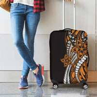 Polynesian Plumeria Floral Tattoo Pattern Luggage Cover Gold Style