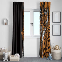 Polynesian Plumeria Floral Tattoo Pattern Window Curtain Gold Style