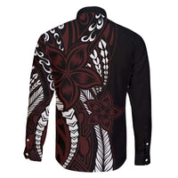 Polynesian Plumeria Floral Tattoo Pattern Family Matching Long Sleeve Bodycon Dress and Hawaiian Shirt Oxblood Style LT9 - Polynesian Pride