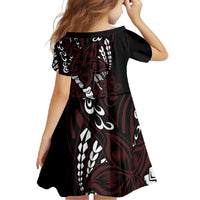 Polynesian Plumeria Floral Tattoo Pattern Family Matching Summer Maxi Dress and Hawaiian Shirt Oxblood Style LT9 - Polynesian Pride