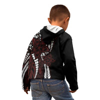 Polynesian Plumeria Floral Tattoo Pattern Kid Hoodie Oxblood Style LT9 - Polynesian Pride