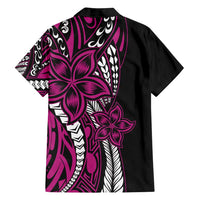 Polynesian Plumeria Floral Tattoo Pattern Family Matching Tank Maxi Dress and Hawaiian Shirt Pink Style