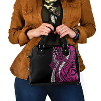 Polynesian Plumeria Floral Tattoo Pattern Shoulder Handbag Pink Style