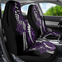 Polynesian Plumeria Floral Tattoo Pattern Car Seat Cover Purple Style LT9 - Polynesian Pride