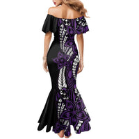 Polynesian Plumeria Floral Tattoo Pattern Mermaid Dress Purple Style LT9 - Polynesian Pride