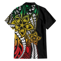 Polynesian Plumeria Floral Tattoo Pattern Family Matching Long Sleeve Bodycon Dress and Hawaiian Shirt Reggae Style LT9 - Polynesian Pride
