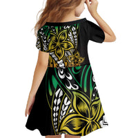 Polynesian Plumeria Floral Tattoo Pattern Family Matching Off The Shoulder Long Sleeve Dress and Hawaiian Shirt Reggae Style LT9 - Polynesian Pride