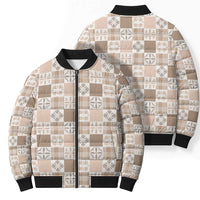 Hawaiian Palaka Quilt Pattern Bomber Puffer Jacket Hawaii Culture Bird of Paradise Exotic Motif - Polynesian Pride
