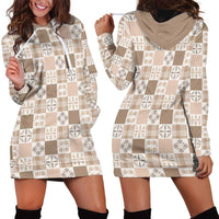 Hawaiian Palaka Quilt Pattern Hoodie Dress Hawaii Culture Bird of Paradise Exotic Motif LT9 - Polynesian Pride