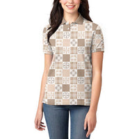 Hawaiian Palaka Quilt Pattern Women Polo Shirt Hawaii Culture Bird of Paradise Exotic Motif LT9 - Polynesian Pride